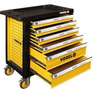 Dílenský vozík 6 zásuvek Vorel žlutá | nosnost 150 kg