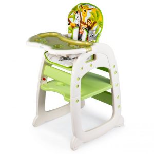 Dětská jídelní židle a stůl 2v1 ZOO | zelená MUC-211gn