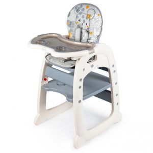 Dětská jídelní židle a stůl 2v1 zajíček | šedá MUC-211gn