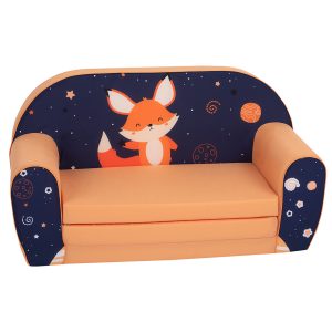 Dětský gauč s lištička | modro-oranžový DT2-2050