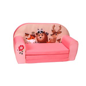 Dětský gauč se zvířátky | růžový DT2-1947