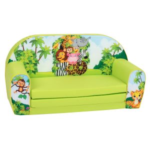 Dětský gauč - zvířátka ze zoo | zelený DT2-20104