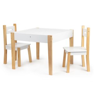 Dětský stůl se dvěma židlemi + tabule | 4x úložný prostor MUOT143