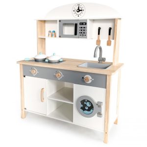 Dřevěná dětská kuchyňka XXL | bílo-šedá MUTL89041