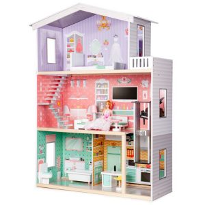Dřevěný domeček pro panenky s výtahem | barevný MU4128