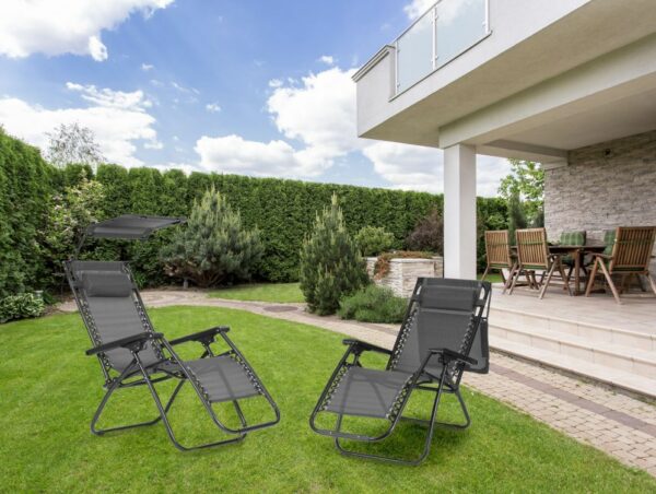 Zahradní lehátko se stříškou, šedé | MultiGarden - Image 11