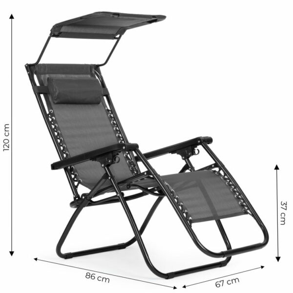 Zahradní lehátko se stříškou, šedé | MultiGarden - Image 2