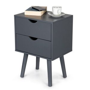 Noční stolek s dvěma zásuvkami | šedý MUFH-NS190049