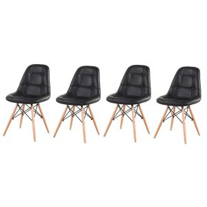 Sada kožených židlí New York - 4ks | černá MUDC-004BLACK