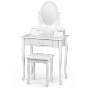 Toaletní stolek s oválným zrcadlem | + židle MUFH-DT0380