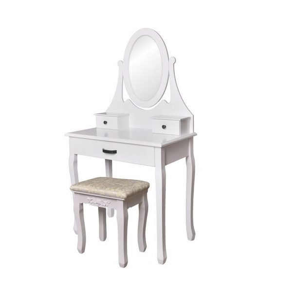 Toaletní stolek se zrcadlem + židle | Riley BC-HY013