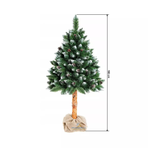 Umelý vianočný stromček borovica strieborná a šiška na pníku | 220 cm, moderný dizajn, symbol vianočných sviatok pre každú obývačku, kanceláriu.