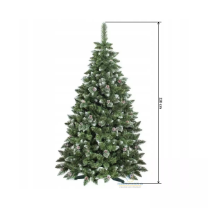 Umělý vánoční stromeček borovice stříbrná s šiškami | 220 cm, husté větvičky borovice jsou vyvinuty tak, aby udržely jakoukoliv vánoční dekoraci.