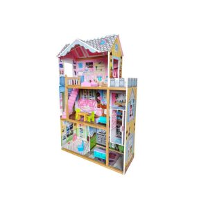 Dřevěný domeček pro panenky s výtahem a nábytkem | 4 pokoje MUF0404