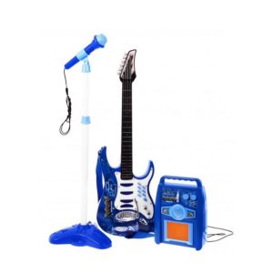 Dětská kytara s mikrofonem a zesilovačem | modrá BCR-HK-8010D-NIE
