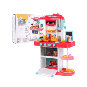 Dětská kuchyňka s parním generátorem a kohoutkem na vodu | růžová BCR-889-164