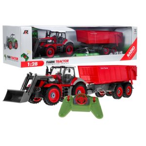 Dětský traktor s přívěsem s dálkovým ovladačem | červený BCR-QY8301BR