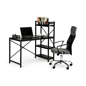 Kancelářský stůl s regálem | černý MUHG-04