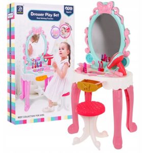 Dětský toaletní stolek na baterie | židle + příslušenství je vybaven s doplňky a taburetem je ideálním řešením pro malou módu.
