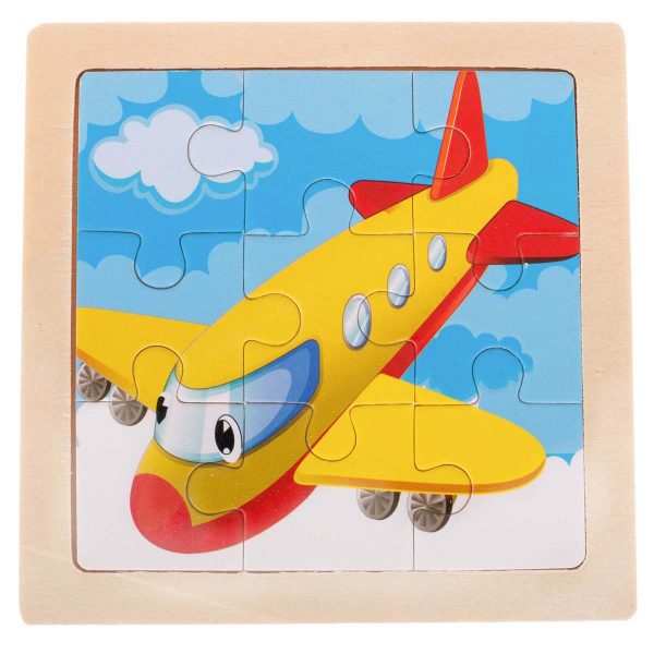 Dřevěné puzzle 9-dílné 11x11cm | Letadlo je skvělý způsob, jak se naučit trpělivosti, logickému myšlení a rozvoji motorických schopností.