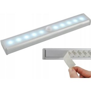 LED lampa s pohybovým senzorem | samolepící se hodí k osvětlení chodby, koupelny, suterénu, interiéru šatníku, schodů, polic.