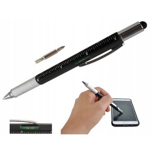 Multifunkční pero - vodováha pravítko šroubovák | 6v1 má zabudovanou vodováhu, dva šroubováky, pravítko, pero pro dotykové obrazovky.