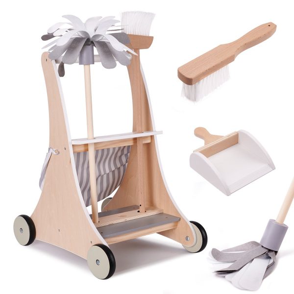 Dětský dřevěný úklidový vozík | s příslušenstvím bude skvělým dárkem pro všechny malé milovníky pořádku. Skvělá zábava zaručena.