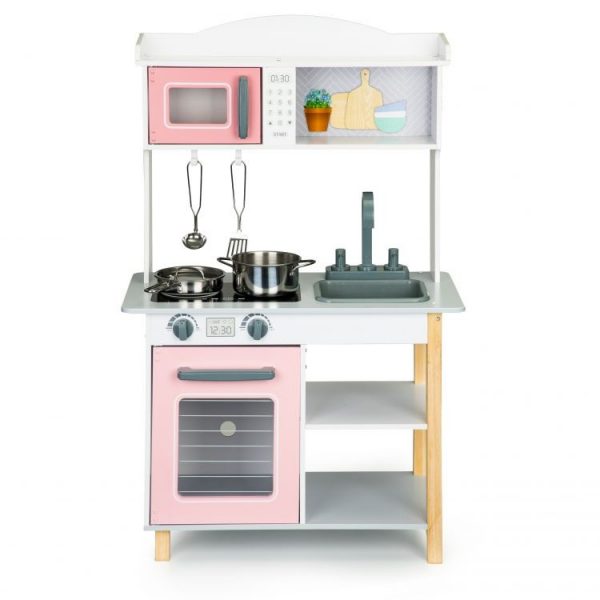 Dřevěná kuchyňka pro děti - růžová | + kovové doplňky
