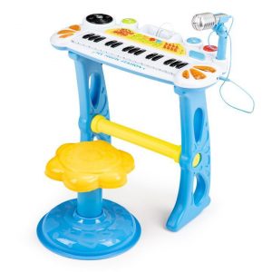 Klavír pro děti s mikrofonem a židličkou | modrý