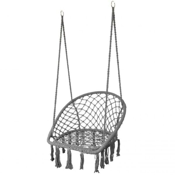 Závěsné křeslo s třásněmi - černé | GoodHome