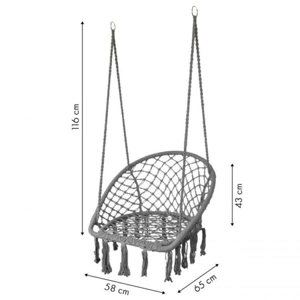 Závěsné křeslo s třásněmi - černé | GoodHome - Image 4