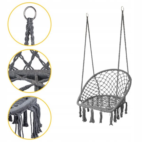 Závěsné křeslo s třásněmi - černé | GoodHome - Image 5