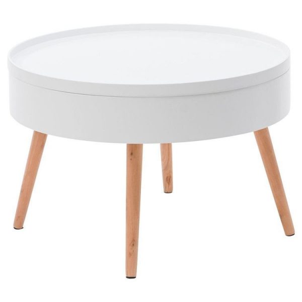 Kulatý konferenční stolek s úložným prostorem | bílý