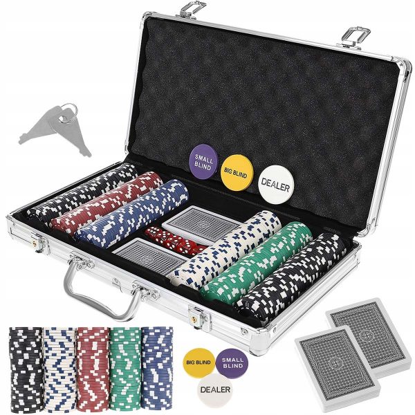 Poker - sada 300 žetonů | v hliníkovém kufříku je zabalena ve velmi odolném pouzdře vyrobeném z hliníku. Odolnější plastové karty.