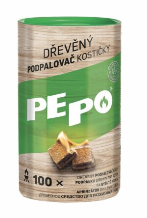 Podpalovač PE-PO dřevěný - kostky | 100 ks obsahuje pouze lisované dřevěné piliny a parafín. Hoří cca 7 minut.