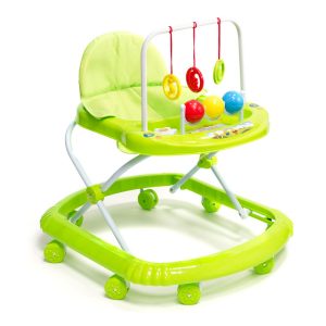 Dětské edukační chodítko s hračkami a zvuky | zelené má 8 otočných koleček, které usnadní pohyb dítěte. Zvukové efekty.