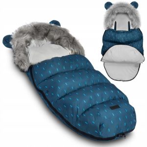 Dětský zimní fusak do kočárku s kožešinou - modrý bude dobře fungovat za každých podmínek, přičemž zajistí pohodlí a pocit bezpečí.