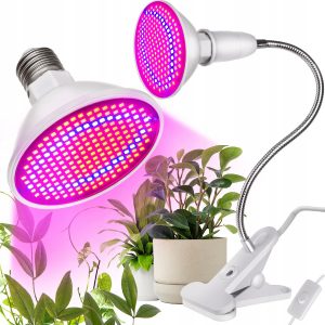 LED lampa pro pěstování a růst rostlin 200 LED E27 | 9.5W podporuje fotosyntézu, díky níž pomáhá rostlině růst a vyživovat ji.