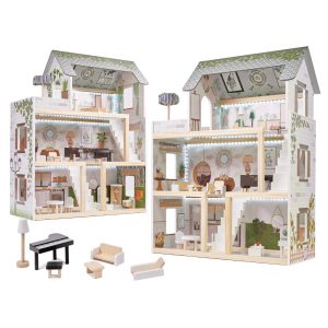 Moderní dřevěný domeček pro panenky | + nábytek bude splněným snem každého dítěte. Bude dokonalým domovem pro všechny panenky a figurky.