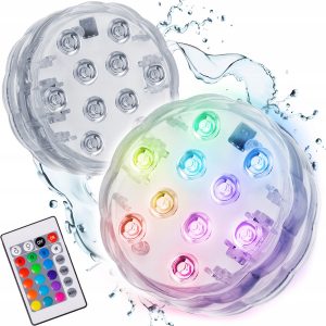 Vodotěsné LED světla s dálkovým ovládáním 2ks | vícebarevné má až 16 různých barev a mohou se rozsvítit ve 4 různých režimech.