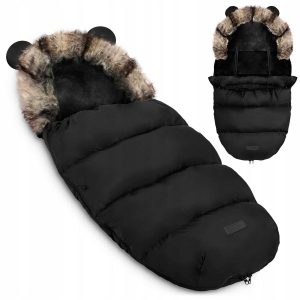 Dětský zimní fusak do kočárku s kožešinou - černý bude dobře fungovat za každých podmínek, přičemž zajistí pohodlí a pocit bezpečí.