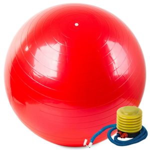 Gymnastický míč s pumpou 75cm | červená je ideální pro domácí cvičení a rehabilitaci. Má pozitivní vliv na fyzickou kondici.