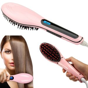 Ionizační žehlicí kartáč na vlasy s LCD displejem displejem je mimořádně užitečné zařízení pro každou ženu na rovnání a česání vlasů.