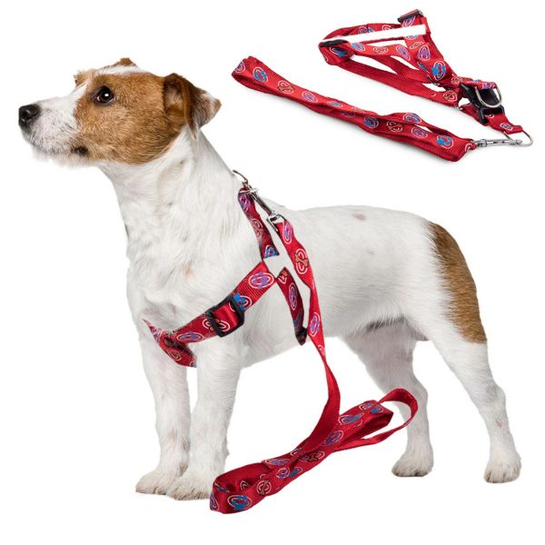Postroj pro psa s vodítkem 135x2.5cm | červený je dokonalým řešením dlouhé procházky s domácím zvířátkem. Délka vodítka: 135 cm.