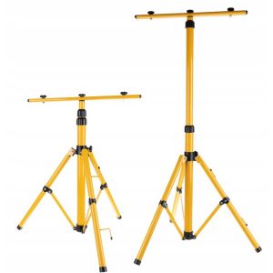 Stativ - stojan pro reflektory - dvojitý 160cm | žlutý má pevnou konstrukci, díky čemuž je odolný vůči poškození.