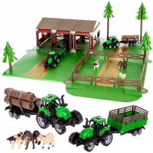Velká dětská farma s traktory a zvířaty | 102-dílná obsahuje: stromy, ploty, traktory, stáje a zvířata. Jednoduchá montáž.