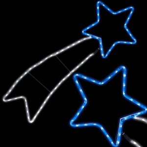 Venkovní vánoční osvětlení - kometa | modro-bílá je skvělá dekorace do domu, na balkon, terasu. Rozměry komety: 106x37cm.