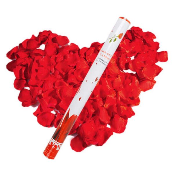Vystřelovací konfety - červené růže jsou ideální pro svatbu nebo jinou příležitost. Trubice střílí okvětní lístky až do 5 metrů