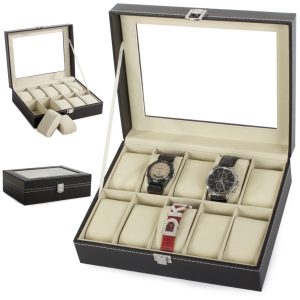 Organizér na hodinky - průhledný | 10 hodinek - je vhodný i na náramky, jakož i jiné šperky. Vyroben z kvalitních materiálů.