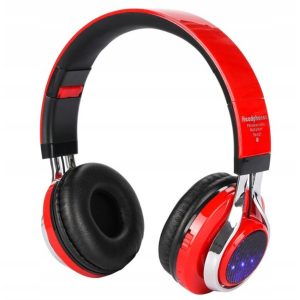 Bezdrátová bluetooth sluchátka FM rádio microSD | červené - díky vestavěnému mikrofonu lze zařízení využít k telefonování.
